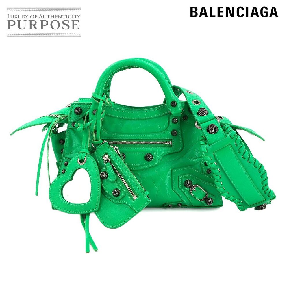 Balenciaga Neo Cagole XS Hand Shoulder Bag Leather Vivid Green